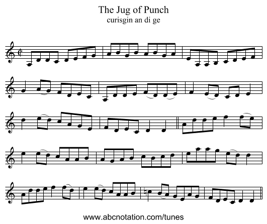 The Jug of Punch - staff notation