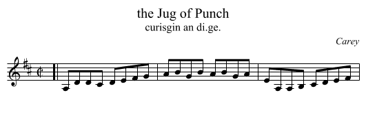 the Jug of Punch - staff notation