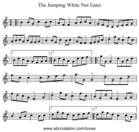 The Jumping White Nut Eater - staff notation