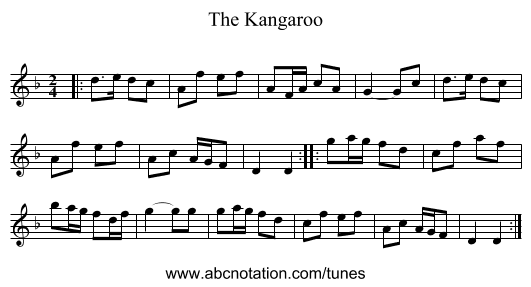The Kangaroo - staff notation