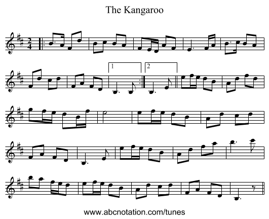 The Kangaroo - staff notation