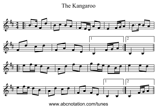 The Kangaroo - staff notation