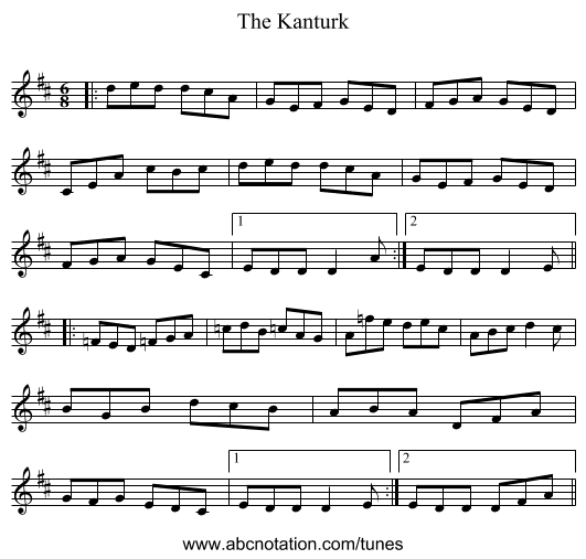 The Kanturk - staff notation