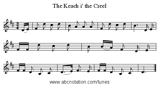 The Keach i' the Creel - staff notation