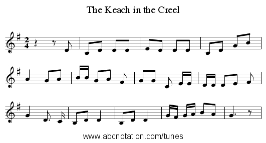 The Keach in the Creel - staff notation