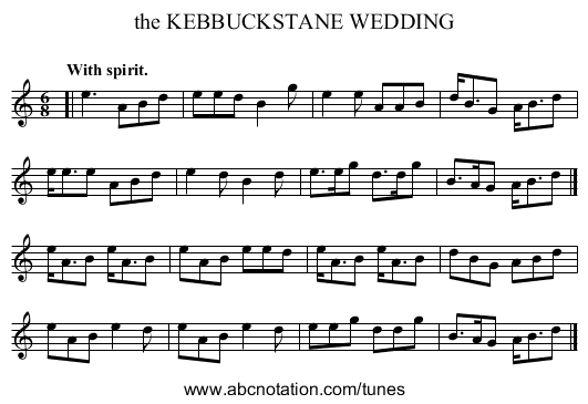 the KEBBUCKSTANE WEDDING - staff notation