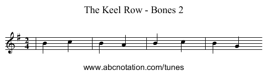 The Keel Row - Bones 2 - staff notation