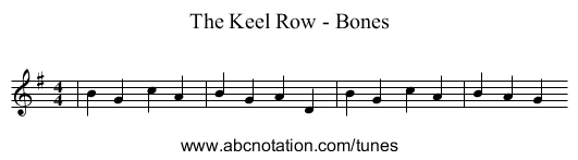 The Keel Row - Bones - staff notation
