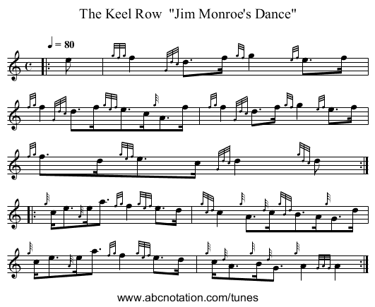 The Keel Row Jim Monroe's Dance - staff notation