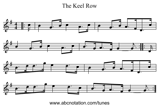 The Keel Row - staff notation