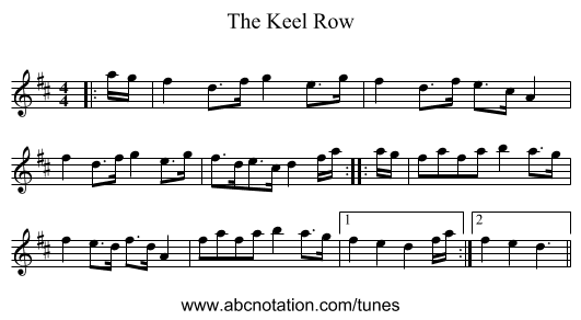 The Keel Row - staff notation