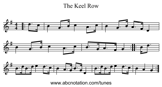 The Keel Row - staff notation
