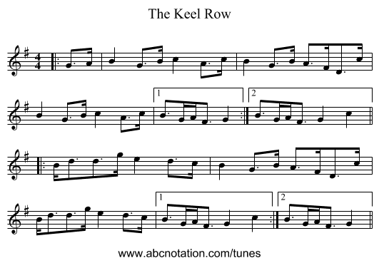 The Keel Row - staff notation