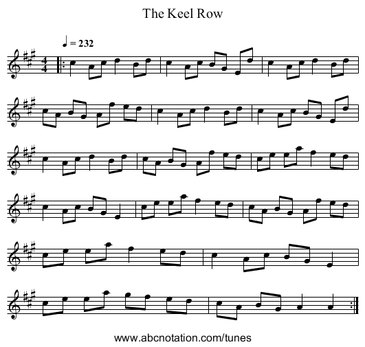 The Keel Row - staff notation