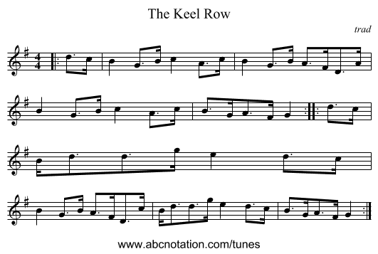 The Keel Row - staff notation