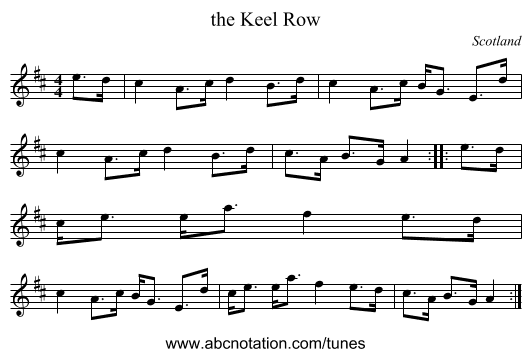 the Keel Row - staff notation