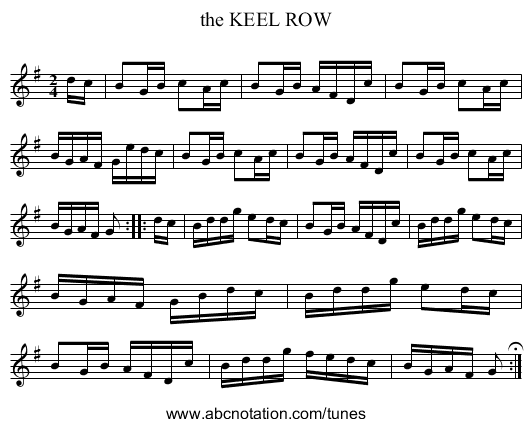 the KEEL ROW - staff notation