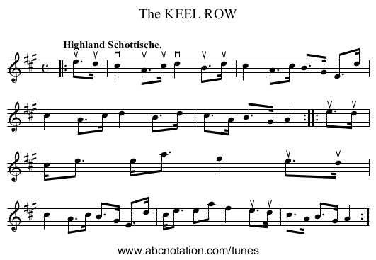 The KEEL ROW - staff notation