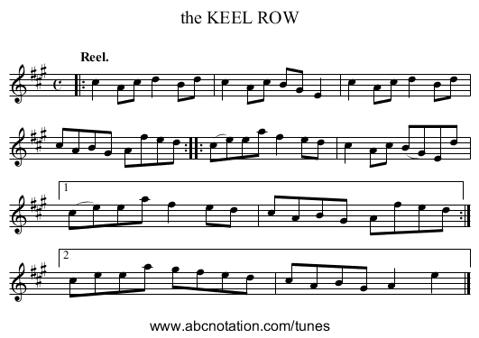 the KEEL ROW - staff notation