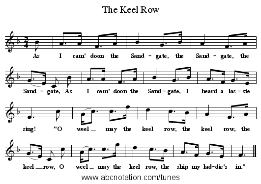 The Keel Row - staff notation