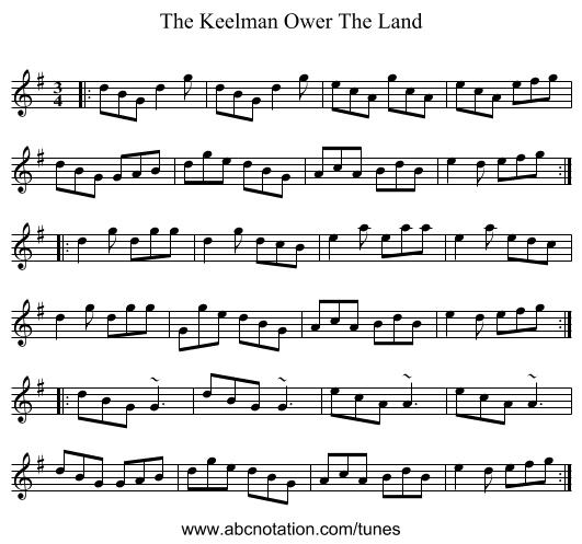 The Keelman Ower The Land - staff notation