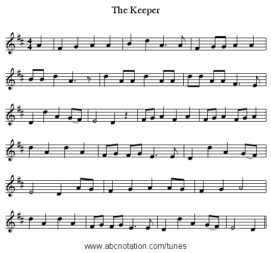 The Keeper - staff notation