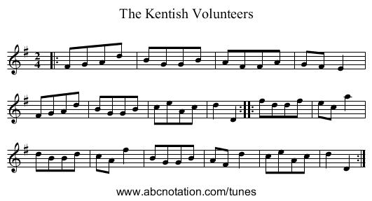 The Kentish Volunteers - staff notation