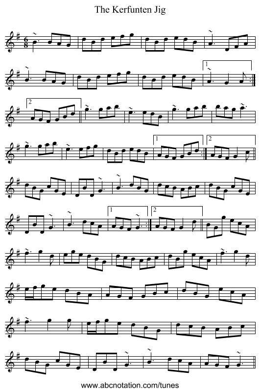 The Kerfunten Jig - staff notation