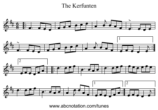 The Kerfunten - staff notation