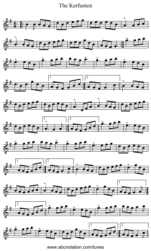 The Kerfunten - staff notation