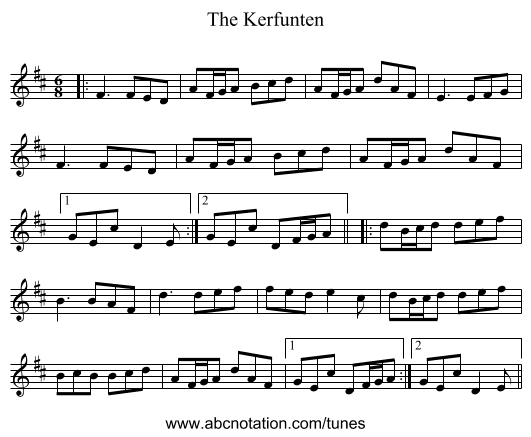 The Kerfunten - staff notation