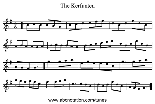 The Kerfunten - staff notation