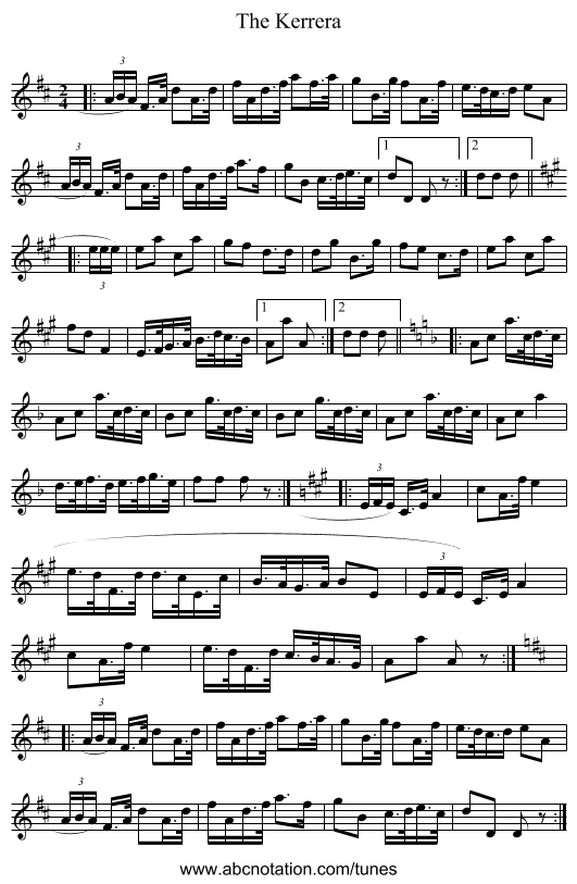 The Kerrera - staff notation