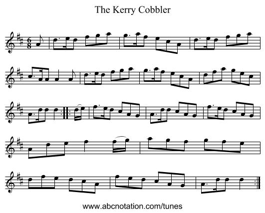 The Kerry Cobbler - staff notation