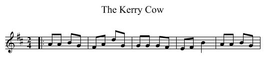 The Kerry Cow - staff notation