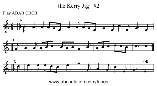 the Kerry Jig   #2 - staff notation