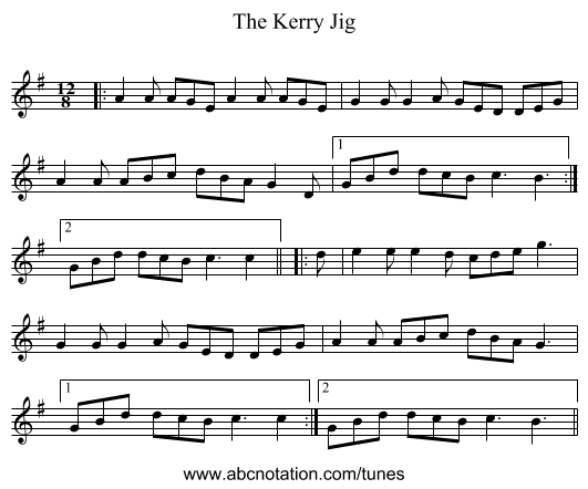 The Kerry Jig - staff notation