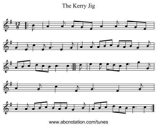The Kerry Jig - staff notation