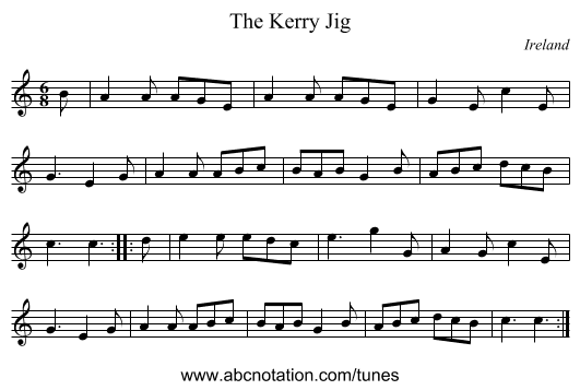 The Kerry Jig - staff notation