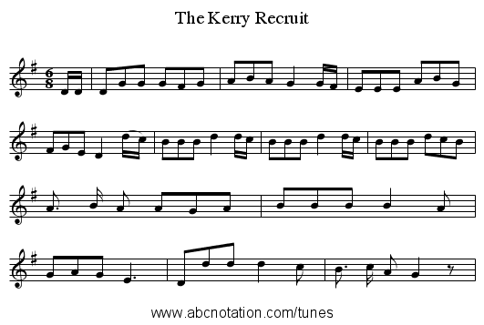 The Kerry Recruit - staff notation