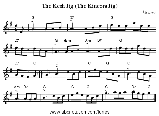 The Kesh Jig (The Kincora Jig) - staff notation