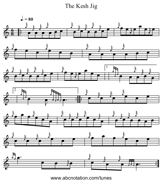 The Kesh Jig - staff notation