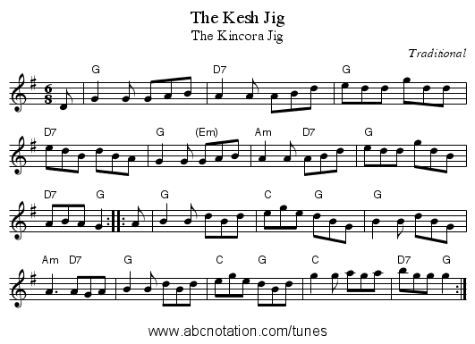 The Kesh Jig - staff notation
