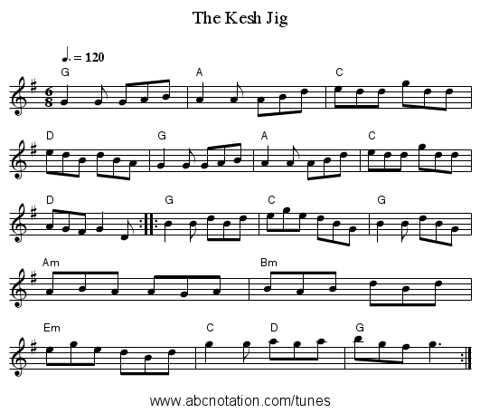 The Kesh Jig - staff notation