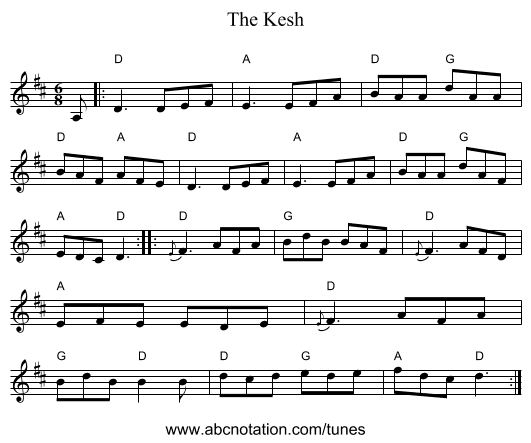 The Kesh - staff notation