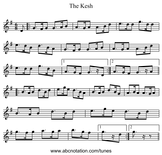 The Kesh - staff notation