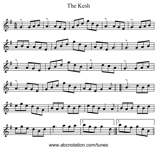 The Kesh - staff notation