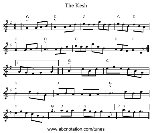 The Kesh - staff notation