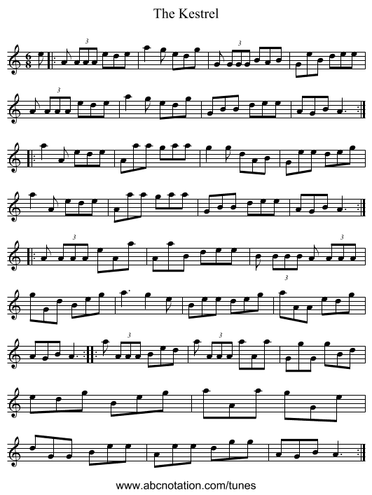 The Kestrel - staff notation