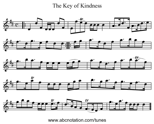 The Key of Kindness - staff notation